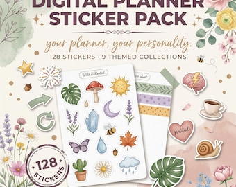 Goodnotes Stickers Neutral Aesthetic, ADHD Planner Kit, Digital Stickers, Sticker Book, Story Strips PNG, Aesthetic Stickers Set