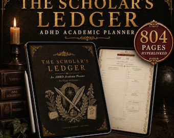 Dark Academia Bundle | ADHD Student Planner | Academic Planner Kit | Study Brain Dump | Reading Log | Scholarship Tracker | Task Manager