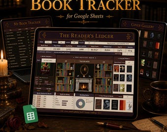 Reading Stats Chart | Dark Academia Book Tracker Google Sheets | Reading Spreadsheet, Book Log, TBR & Wishlist Log | Reading Challenge