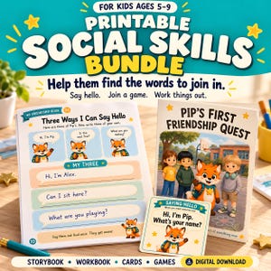 Kids Friendship Kit, Ages 5-9 Printable Social Skills Bundle PDF