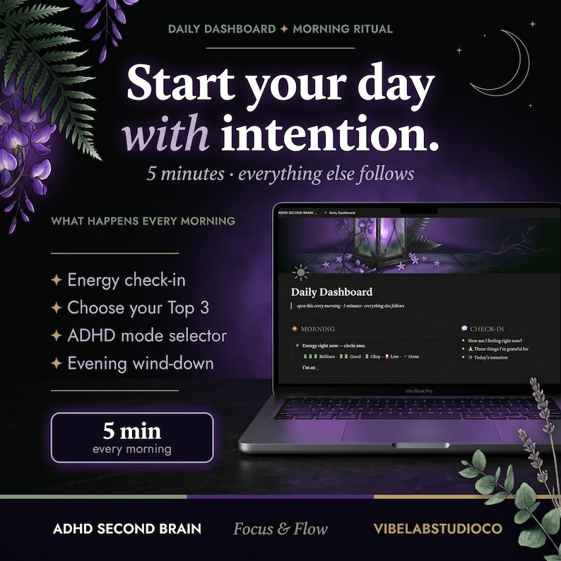 Notion Template ADHD | ADHD Planner | Notion Life Planner | Notion Planner | Notion Second Brain | ADHD Digital Planner | Digital Download