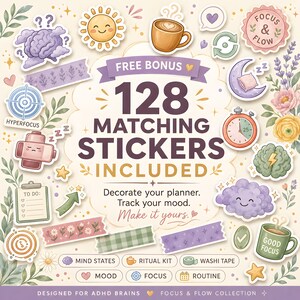 ADHD Digital Planner 2026 GoodNotes Planner | Time Blocking ADHD Schedule | Brain Dump, ADHD Habit Tracker, Self Care, iPad Weekly Planner