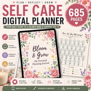 Digital Planner iPad Self Care Planner, Daily Planner, Weekly Planner, Habit Tracker iPad, Gratitude Journal, ADHD Planner Tablet PDF