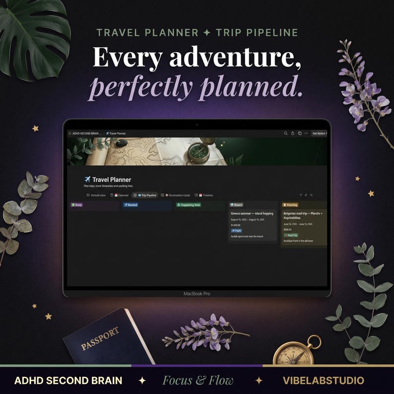 Notion Template ADHD | ADHD Planner | Notion Life Planner | Notion Planner | Notion Second Brain | ADHD Digital Planner | Digital Download