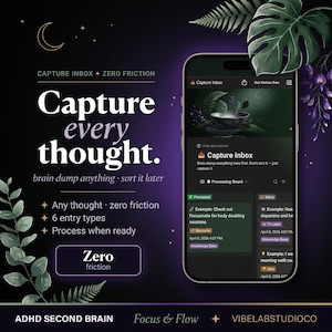 Notion Template ADHD | ADHD Planner | Notion Life Planner | Notion Planner | Notion Second Brain | ADHD Digital Planner | Digital Download