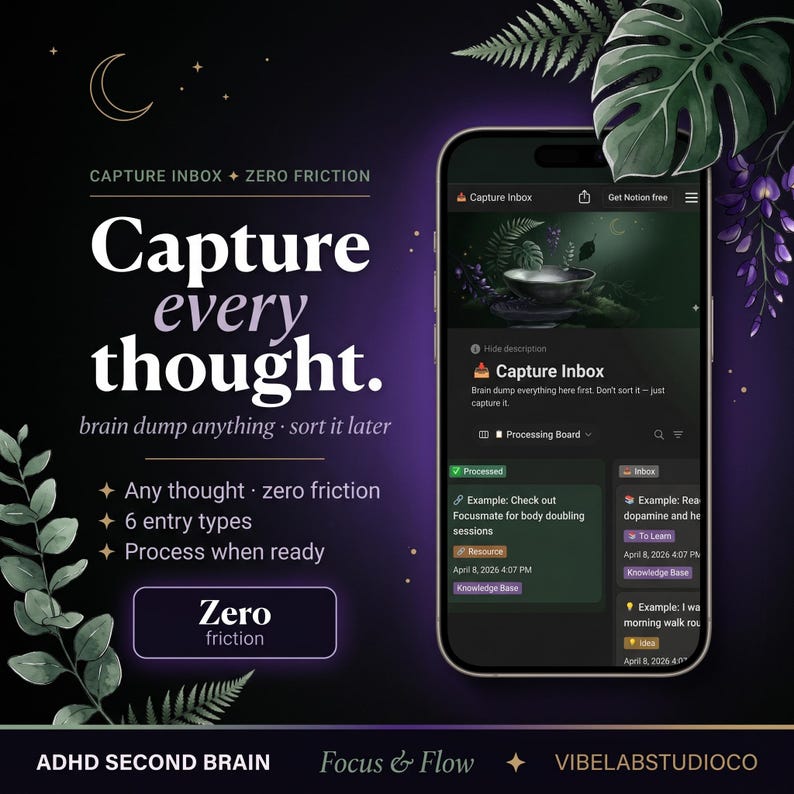 Notion Template ADHD | ADHD Planner | Notion Life Planner | Notion Planner | Notion Second Brain | ADHD Digital Planner | Digital Download