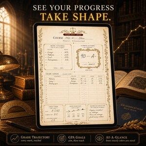 ADHD Student Planner | Dark Academia Academic Planner iPad GoodNotes | Undated PhD Grad School Study Planner | iPad Note Taking Set