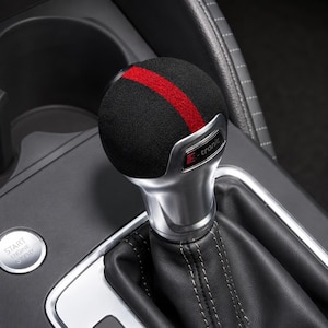 Audi  Gear Shift Cover, Black Red Suede Gear Knob Sleeve, Soft Shifter Protector, Interior Car Accessories Gift