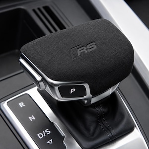 Audi RS Gear Shift Cover, Soft Suede Gear Knob Sleeve, Black Shifter Protector, Interior Car Accessories Gift for Audi Owners