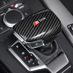 Audi S Line Gear Shift Cover, Carbon Fiber Style Shift Knob Trim, Glossy Gear Shifter Protector, Interior Accessories Gift