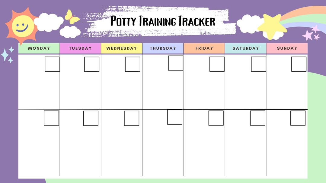 Potty Tracking System Potty Training Tracker Chart | 2 Week Dry Underwear Reward (PDF ...