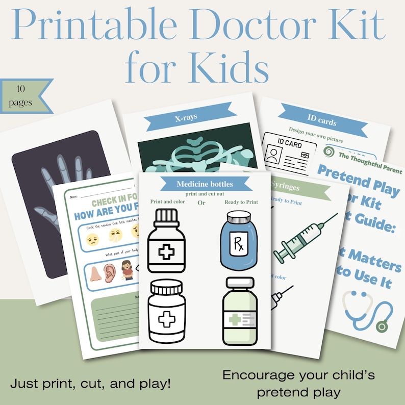 Pretend Play Doctor Kit | Kids Medical Play Printables (PDF) - Etsy