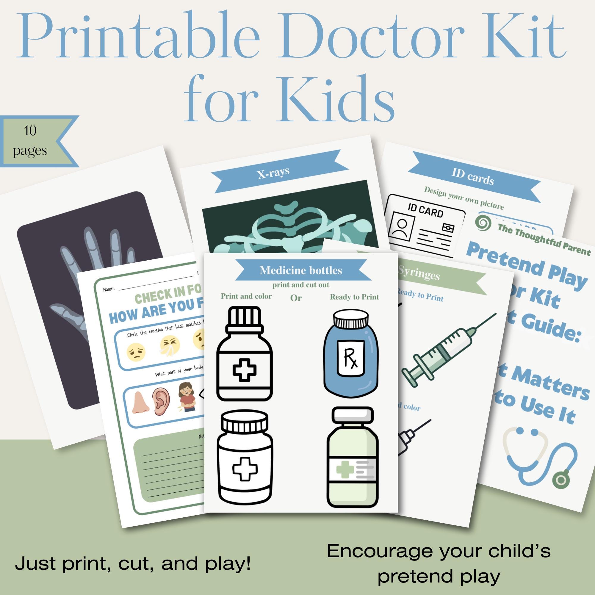 Pretend Play Doctor Kit | Kids Medical Play Printables (PDF) - Etsy