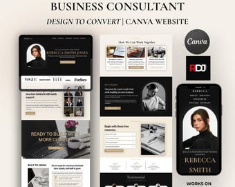 Business Coach Canva Website Template, Editable Service Provider Site