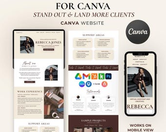 VA Portfolio Canva Template, Website Design, Freelancer Social Media Manager (Digital Download)