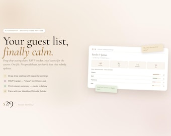 Wedding Guest List Manager, Seating Chart, RSVP Tracker (Digital Download)