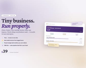 Freelancer Client Hub | Invoice Time Tracker Project CRM Expenses (Digital Download)