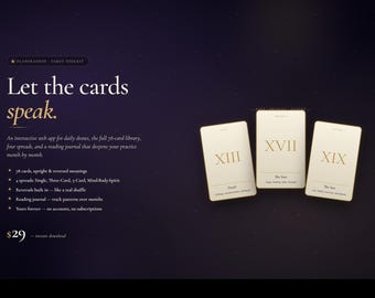 Tarot Toolkit Web App | 78 Card Library, 4 Spreads, Reading Journal (Digital Download)