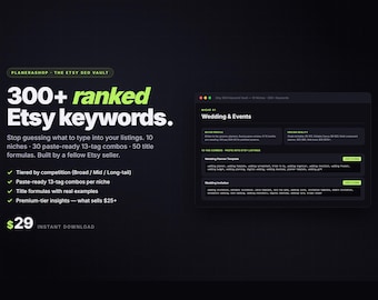 Etsy SEO Keyword Vault | 300+ Ranked Keywords, 10 Niches (Digital Download)