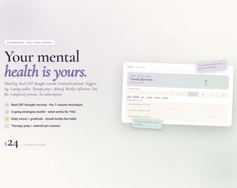 Self Care Journal, CBT Thought Record, Mood Tracker (Digital Download)