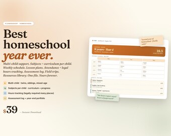 Multi-Child Homeschool Planner | Curriculum, Attendance, Lesson Plans, Portfolio (Digital Download)