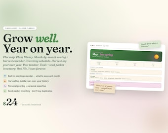 Interactive Garden Planner | Planting Calendar, Harvest Log, Plot Map (Digital Download)