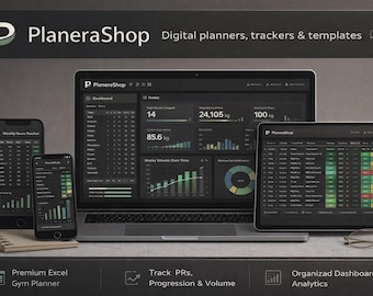 Progressive Overload Gym Planner | Workout Tracker Excel Google Sheets (Digital Download)