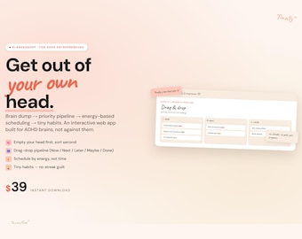 ADHD Entrepreneur OS | Brain Dump, Priority Pipeline, Energy Schedule (Digital Download)