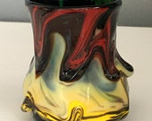 Blown Glass Wine Cup by glassblower artist George Watson Very Unique, highly textured with flowing molten glass