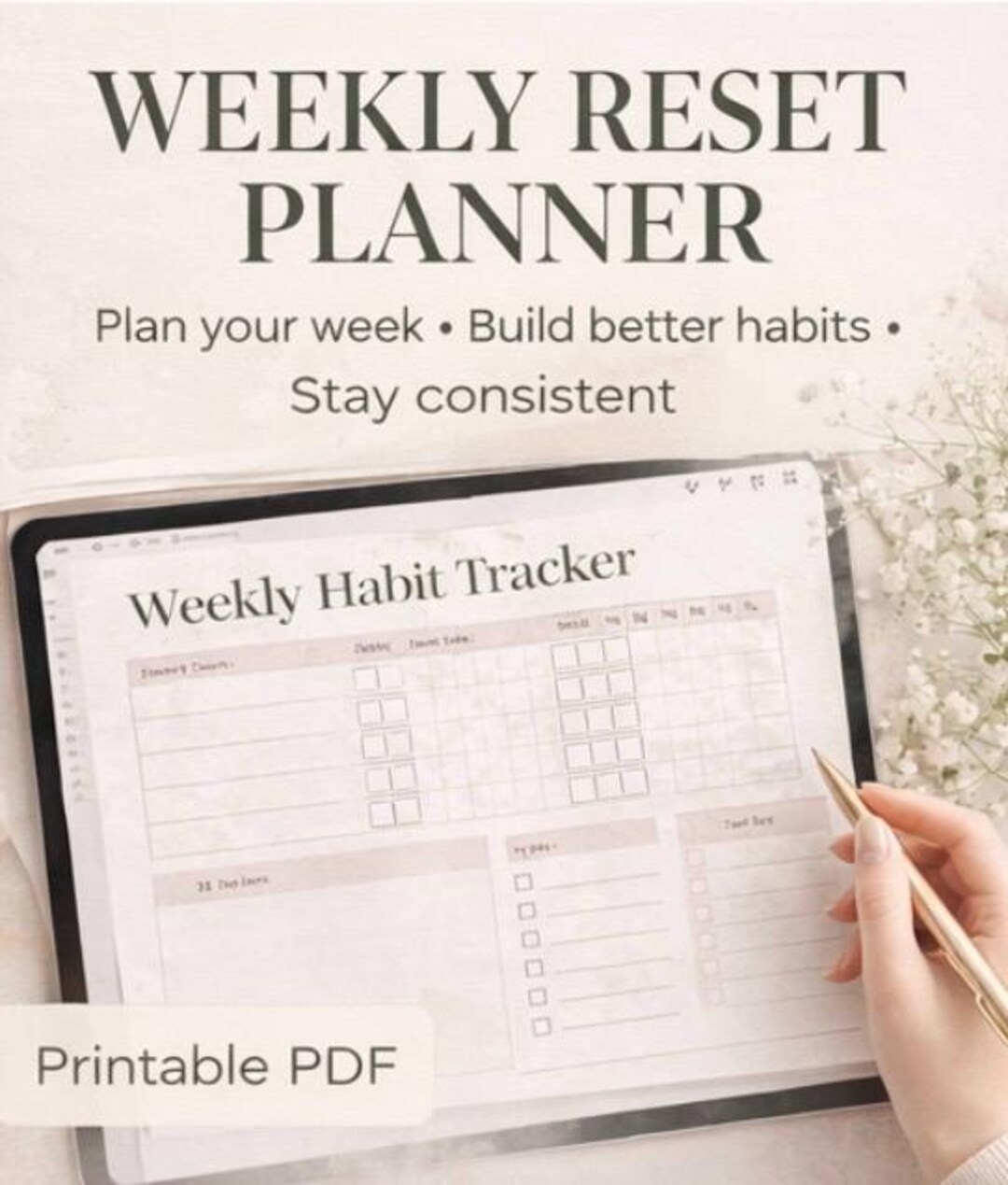 Weekly Reset Planner Printable | Habit Tracker Weekly | Self Care ...