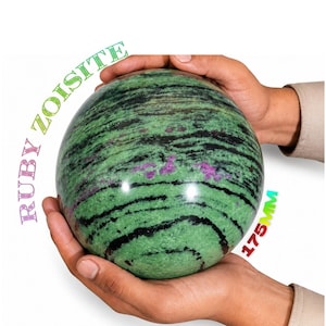 Ruby Zoisite Crystal Sphere 175MM | Large Natural Stone Orb | Green Ruby Crystal Ball | Home Decor | Reiki Gift
