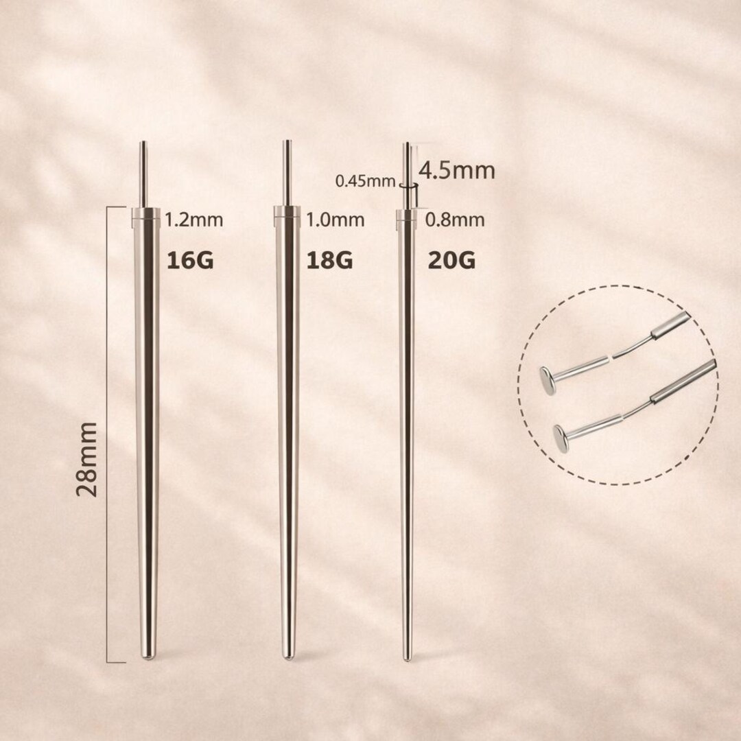 20G/18G/16G Titanium Insertion Tool, Threadless Insertion Pin Taper ...