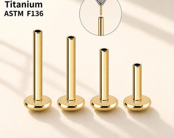 20G/18G/16G, 4 mm Ersatzpfosten, 5/6/7/8/9/10 mm Titan Threadless Push In Labret Stab Ersatz. Flat Back Ersatz Post.
