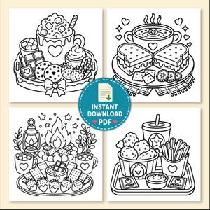 Livre de coloriage « Plats réconfortants » pour enfants et adultes | Coloriages de plats mignons et appétissants | PDF à imprimer | Téléchargement numérique instantané image 2