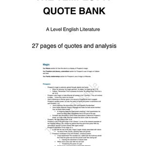 A* The Tempest Quote Bank - A Level English Literature