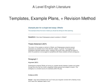 Cómo planificar ensayos sobresalientes para Literatura Inglesa de Nivel Avanzado / Guía de redacción de ensayos, plantillas y ejemplos de planes