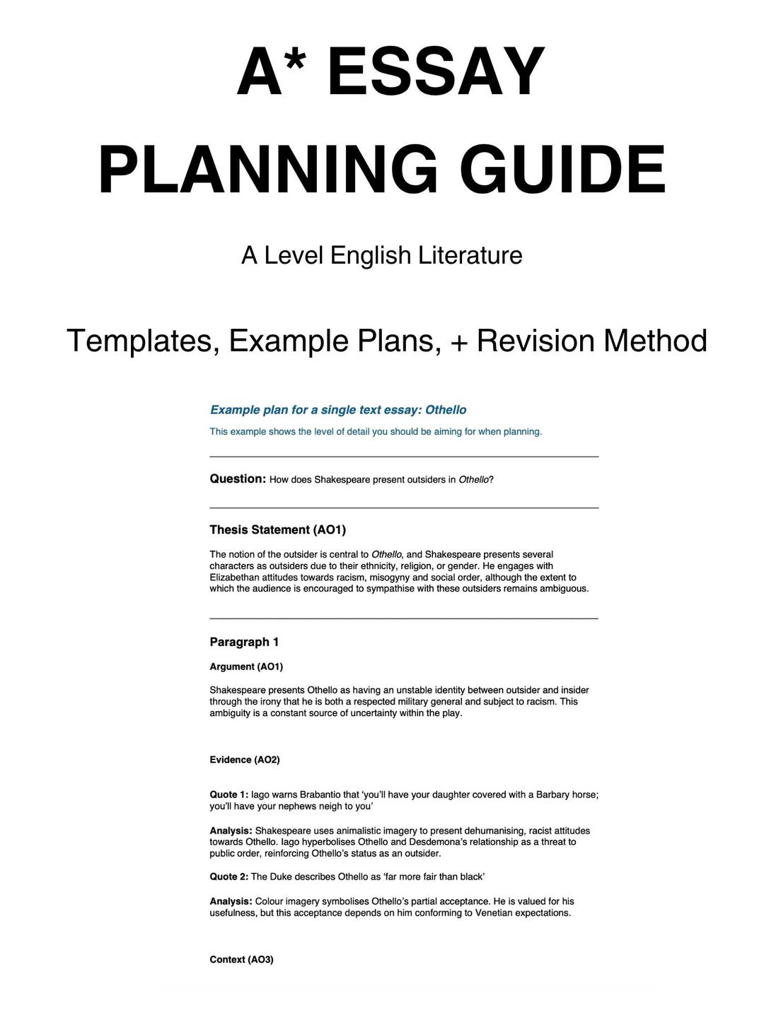 How to Plan A* Essays for A Level English Literature | Essay Writing ...