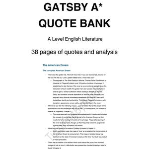 A* Zitate aus „Der große Gatsby“ – Englische Literatur auf A-Level-Niveau