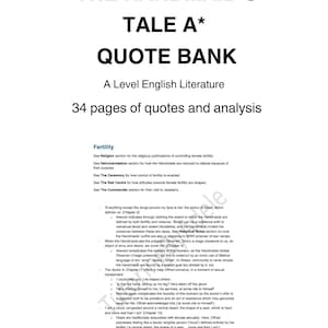 A* The Handmaid's Tale Quote Bank - A Level English Literature