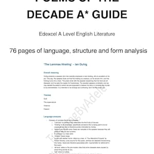 A* Edexcel Poems of the Decade Guide - A Level English Literature