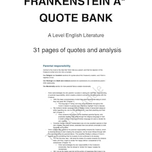 A* Frankenstein Quote Bank - A Level English Literature