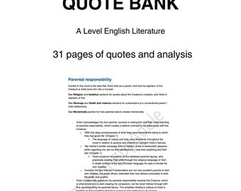 A * Frankenstein Zitat Bank - A Level englische Literatur