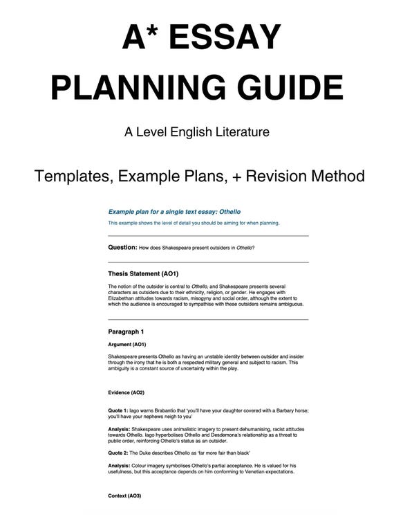 How to plan A* Essays for A Level English Literature | Essay Writing Guide, Templates & Example Plans