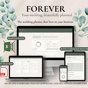 Organisateur de mariage pour toujours | Suivi budgétaire interactif | Fonctionne dans n'importe quel navigateur : aucune application requise.