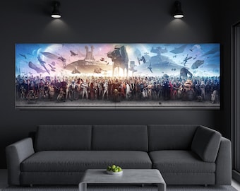 Epic Starwars CANVAS ART,Full Starwars Character Poster Movie Film Art Canvas Starwars Home Decor Gift,Living Room Wall Decor,Ready to Hang