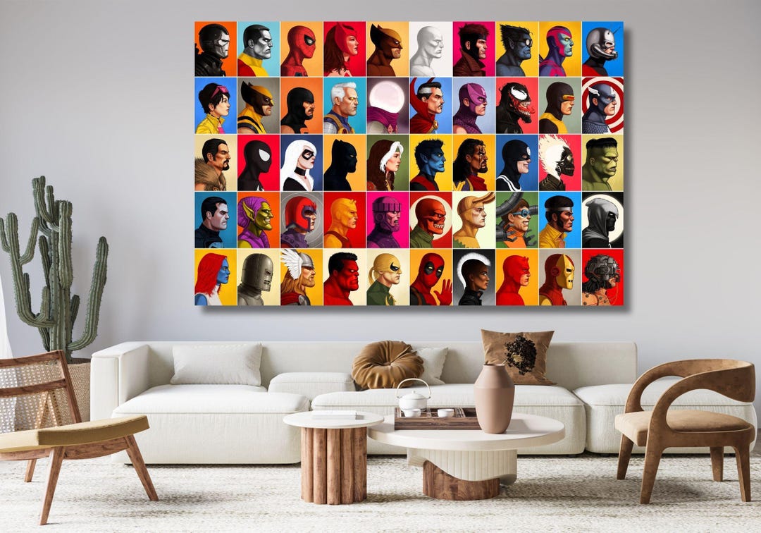 COMIC All Marvel Characters Poster Panorama Wall Art Print Movie ...