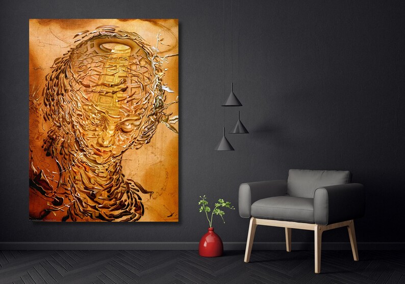 Raphaelesque Head Exploding by Salvador Dali Wall Art Pop Art Canvas,Salvador Dali Print Poster Boho Home Decor Painting Modern CanvasPrint image 2