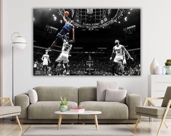 Anthony Edwards Dunk Ready to Hang Canvas Minnesota Print, Canvas Wrap,Basketball framed print,Sports wall art,Man Cave,Gift,Kids Room Decor