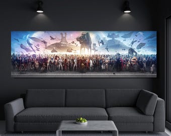 Epic Starwars CANVAS ART,Full Starwars Character Poster Movie Film Art Canvas Starwars Home Decor Gift,Living Room Wall Decor,Ready to Hang