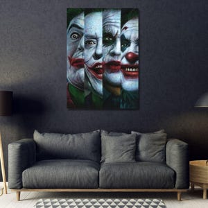 Joker Heath Ledger POSTER,Joker Canvas Wall Art,Joker Painting Extra Large Wall Art,Joker Wall Decor Comic Poster Ready To Hang